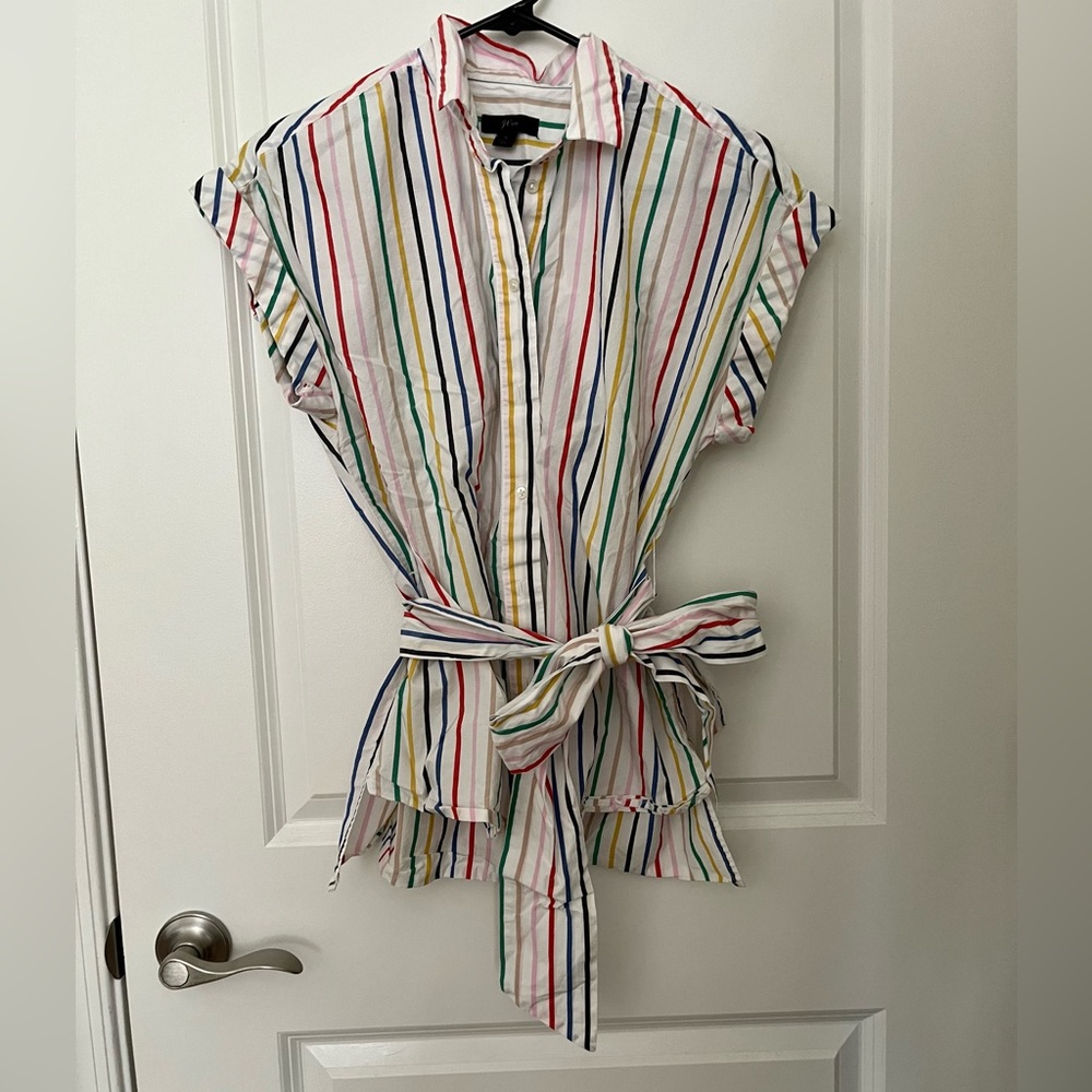 J.Crew Rainbow Striped Button-up Shirt, Size Small